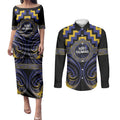 Aotearoa Ngati Raukawa Personalised Couples Matching Puletasi and Long Sleeve Button Shirt Maori Iwi Poutama Puhoro Tattoo