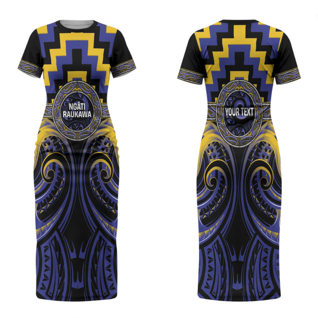Aotearoa Ngati Raukawa Personalised Couples Matching Short Sleeve Bodycon Dress and Hawaiian Shirt Maori Iwi Poutama Puhoro Tattoo