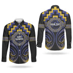 Aotearoa Ngati Raukawa Personalised Couples Matching Short Sleeve Bodycon Dress and Long Sleeve Button Shirt Maori Iwi Poutama Puhoro Tattoo
