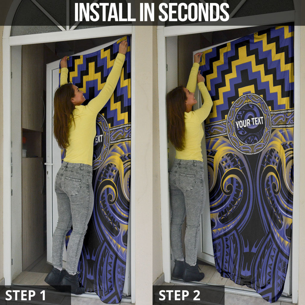Aotearoa Ngati Raukawa Personalised Door Cover Maori Iwi Poutama Puhoro Tattoo
