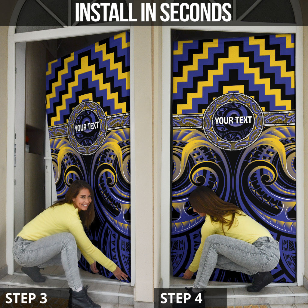 Aotearoa Ngati Raukawa Personalised Door Cover Maori Iwi Poutama Puhoro Tattoo
