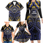 Aotearoa Ngati Raukawa Personalised Family Matching Long Sleeve Bodycon Dress and Hawaiian Shirt Maori Iwi Poutama Puhoro Tattoo
