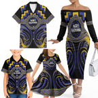 Aotearoa Ngati Raukawa Personalised Family Matching Off The Shoulder Long Sleeve Dress and Hawaiian Shirt Maori Iwi Poutama Puhoro Tattoo