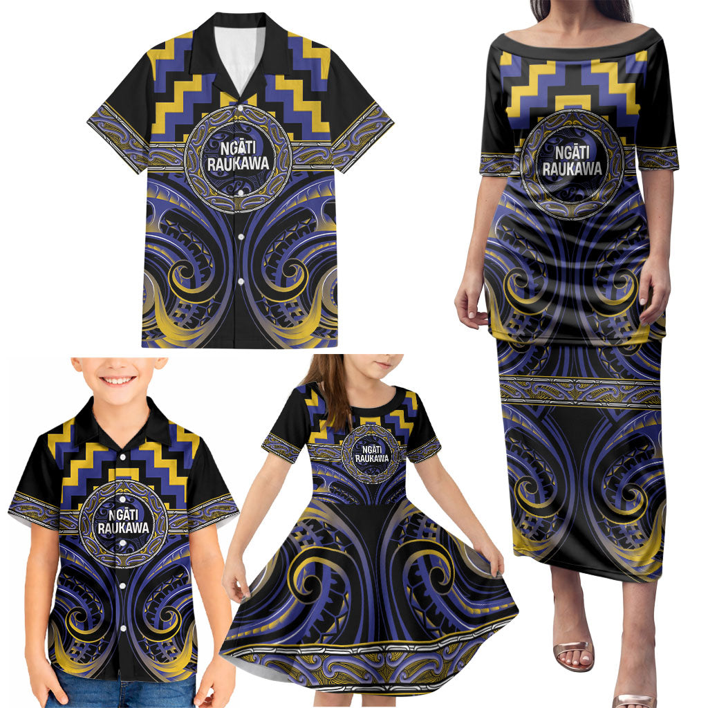 Aotearoa Ngati Raukawa Personalised Family Matching Puletasi and Hawaiian Shirt Maori Iwi Poutama Puhoro Tattoo