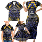 Aotearoa Ngati Raukawa Personalised Family Matching Short Sleeve Bodycon Dress and Hawaiian Shirt Maori Iwi Poutama Puhoro Tattoo