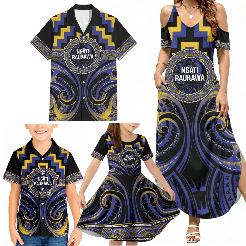 Aotearoa Ngati Raukawa Personalised Family Matching Summer Maxi Dress and Hawaiian Shirt Maori Iwi Poutama Puhoro Tattoo