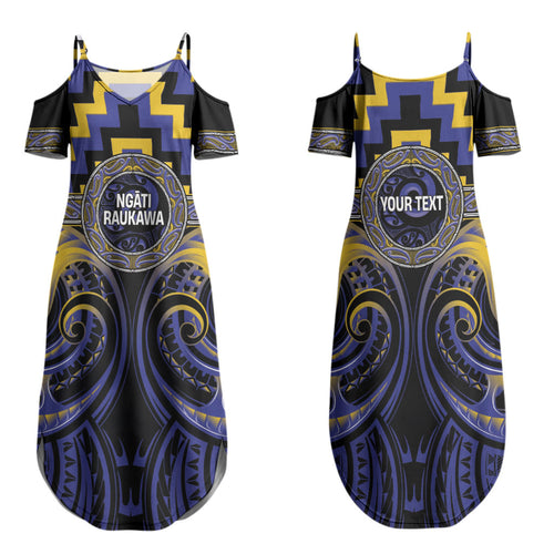 Aotearoa Ngati Raukawa Personalised Family Matching Summer Maxi Dress and Hawaiian Shirt Maori Iwi Poutama Puhoro Tattoo