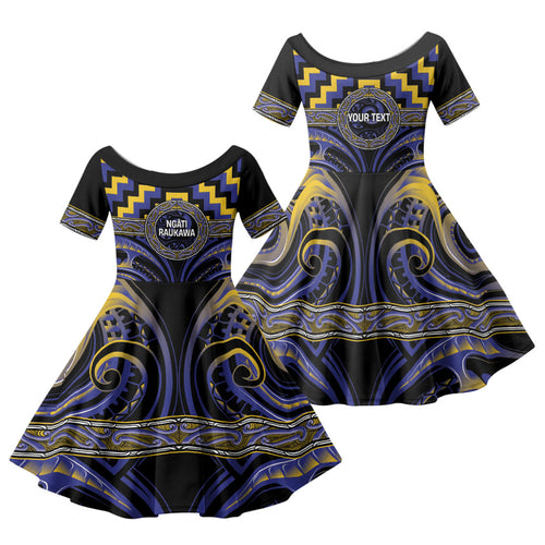Aotearoa Ngati Raukawa Personalised Family Matching Summer Maxi Dress and Hawaiian Shirt Maori Iwi Poutama Puhoro Tattoo