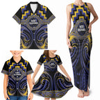 Aotearoa Ngati Raukawa Personalised Family Matching Tank Maxi Dress and Hawaiian Shirt Maori Iwi Poutama Puhoro Tattoo