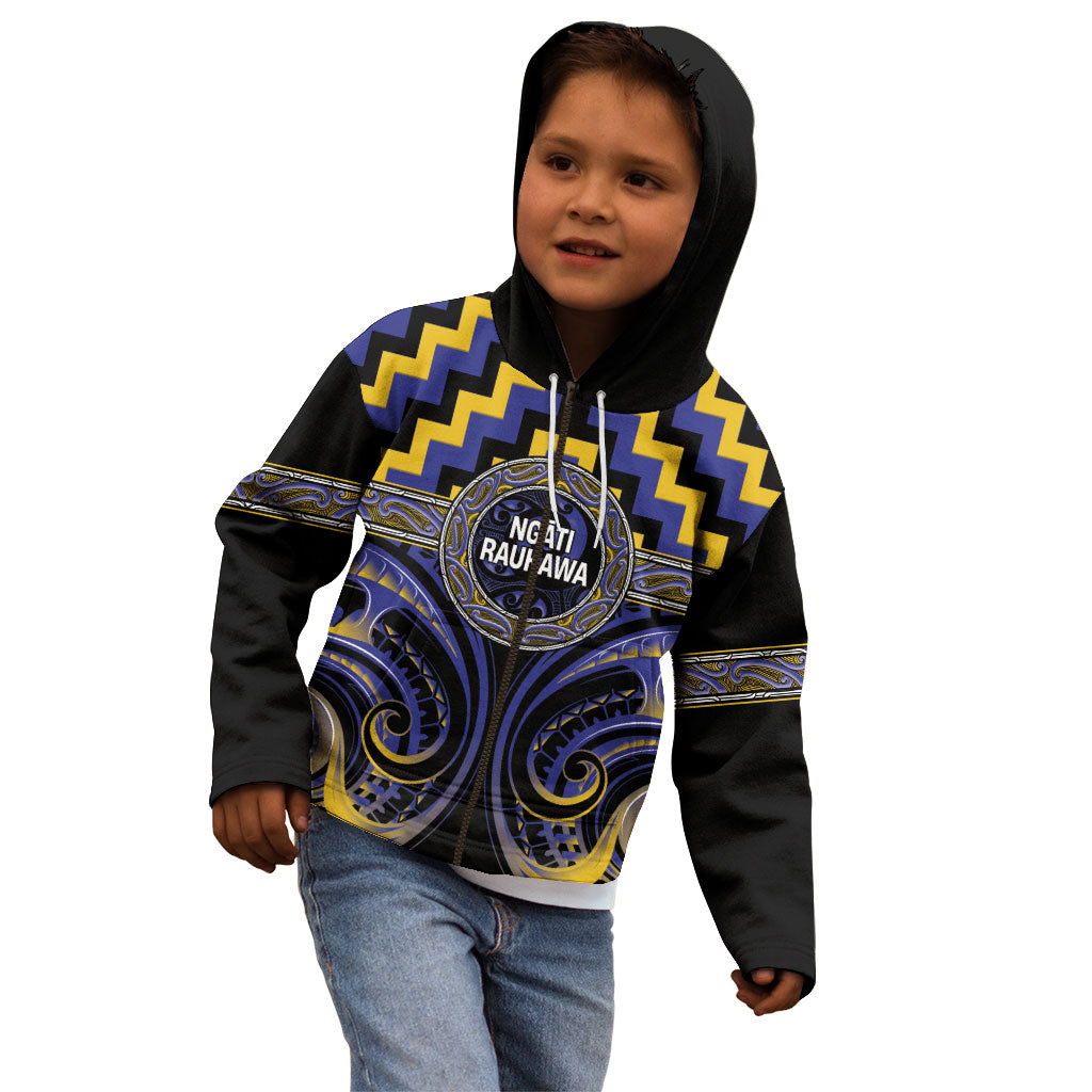 Aotearoa Ngati Raukawa Personalised Kid Hoodie Maori Iwi Poutama Puhoro Tattoo