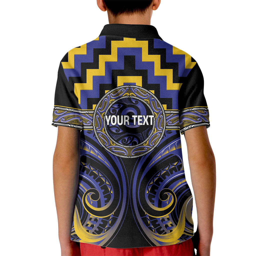 Aotearoa Ngati Raukawa Personalised Kid Polo Shirt Maori Iwi Poutama Puhoro Tattoo