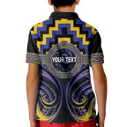 Aotearoa Ngati Raukawa Personalised Kid Polo Shirt Maori Iwi Poutama Puhoro Tattoo