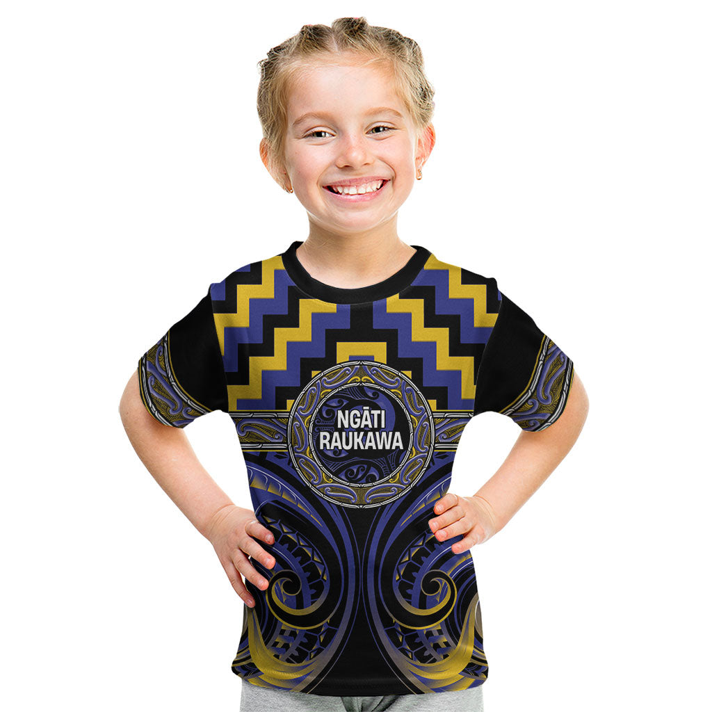 Aotearoa Ngati Raukawa Personalised Kid T Shirt Maori Iwi Poutama Puhoro Tattoo