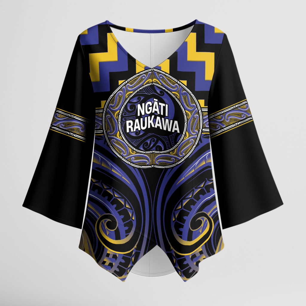 Aotearoa Ngati Raukawa Personalised Kimono Sleeve Blouse Maori Iwi Poutama Puhoro Tattoo