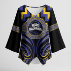 Aotearoa Ngati Raukawa Personalised Kimono Sleeve Blouse Maori Iwi Poutama Puhoro Tattoo
