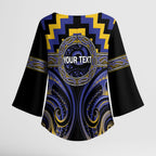 Aotearoa Ngati Raukawa Personalised Kimono Sleeve Blouse Maori Iwi Poutama Puhoro Tattoo