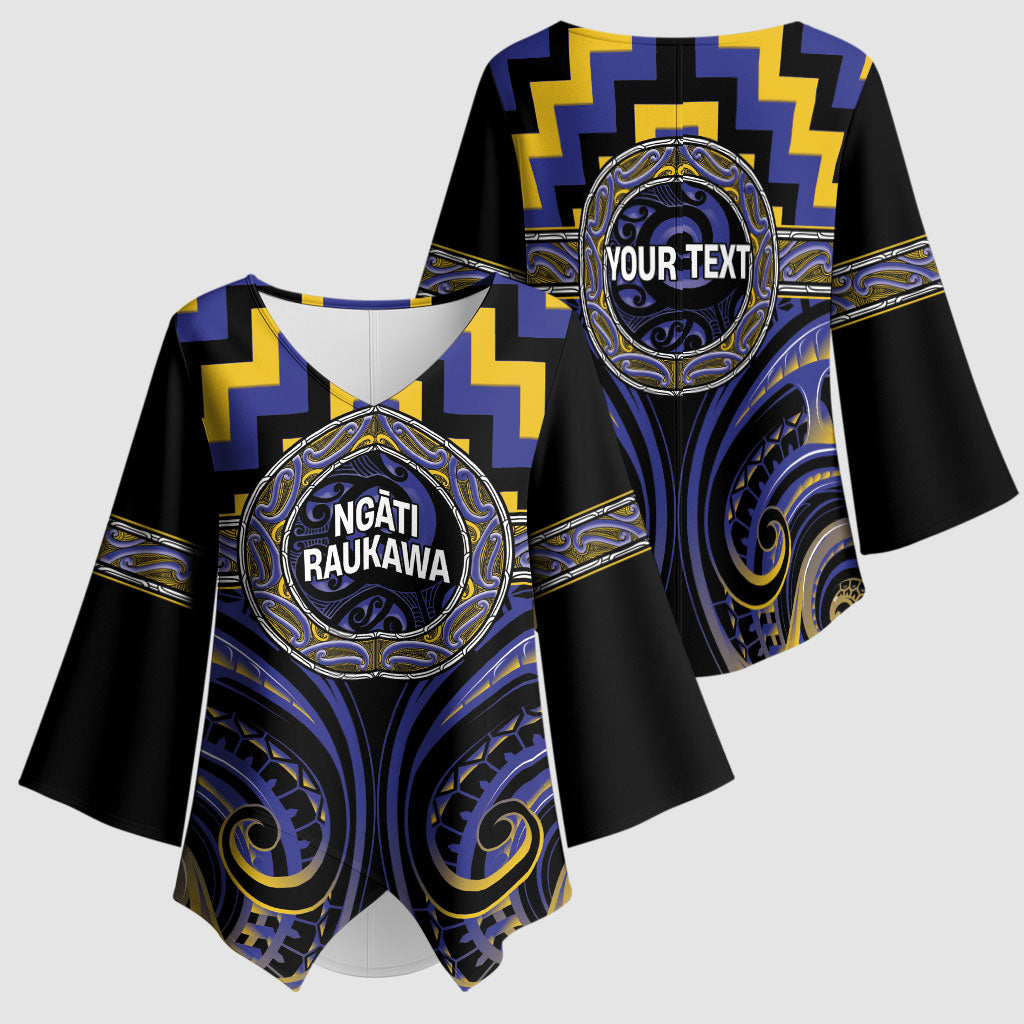 Aotearoa Ngati Raukawa Personalised Kimono Sleeve Blouse Maori Iwi Poutama Puhoro Tattoo