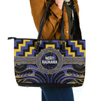 Aotearoa Ngati Raukawa Leather Tote Bag Maori Iwi Poutama Puhoro Tattoo
