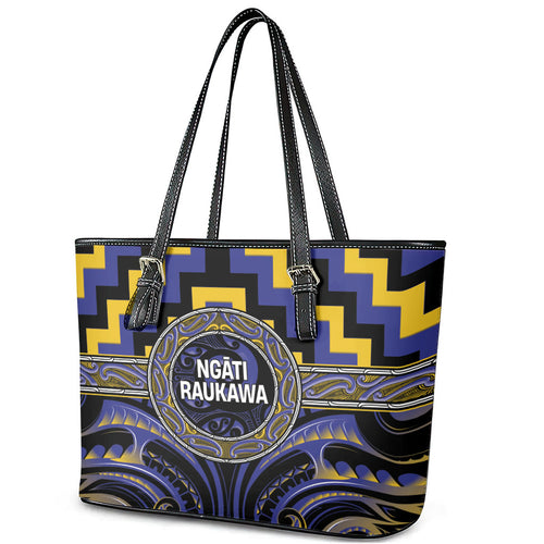 Aotearoa Ngati Raukawa Leather Tote Bag Maori Iwi Poutama Puhoro Tattoo
