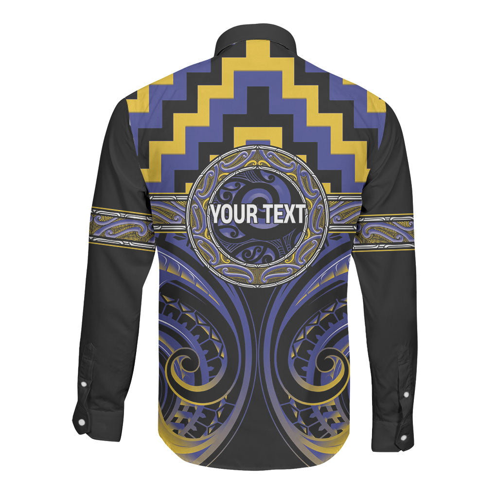 Aotearoa Ngati Raukawa Personalised Long Sleeve Button Shirt Maori Iwi Poutama Puhoro Tattoo