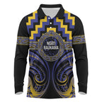 Aotearoa Ngati Raukawa Personalised Long Sleeve Polo Shirt Maori Iwi Poutama Puhoro Tattoo