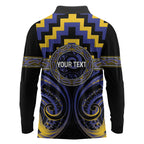 Aotearoa Ngati Raukawa Personalised Long Sleeve Polo Shirt Maori Iwi Poutama Puhoro Tattoo