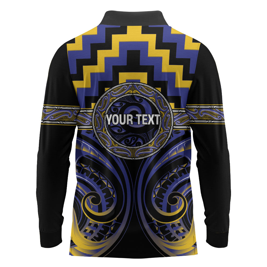 Aotearoa Ngati Raukawa Personalised Long Sleeve Polo Shirt Maori Iwi Poutama Puhoro Tattoo
