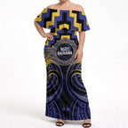Aotearoa Ngati Raukawa Personalised Off Shoulder Maxi Dress Maori Iwi Poutama Puhoro Tattoo