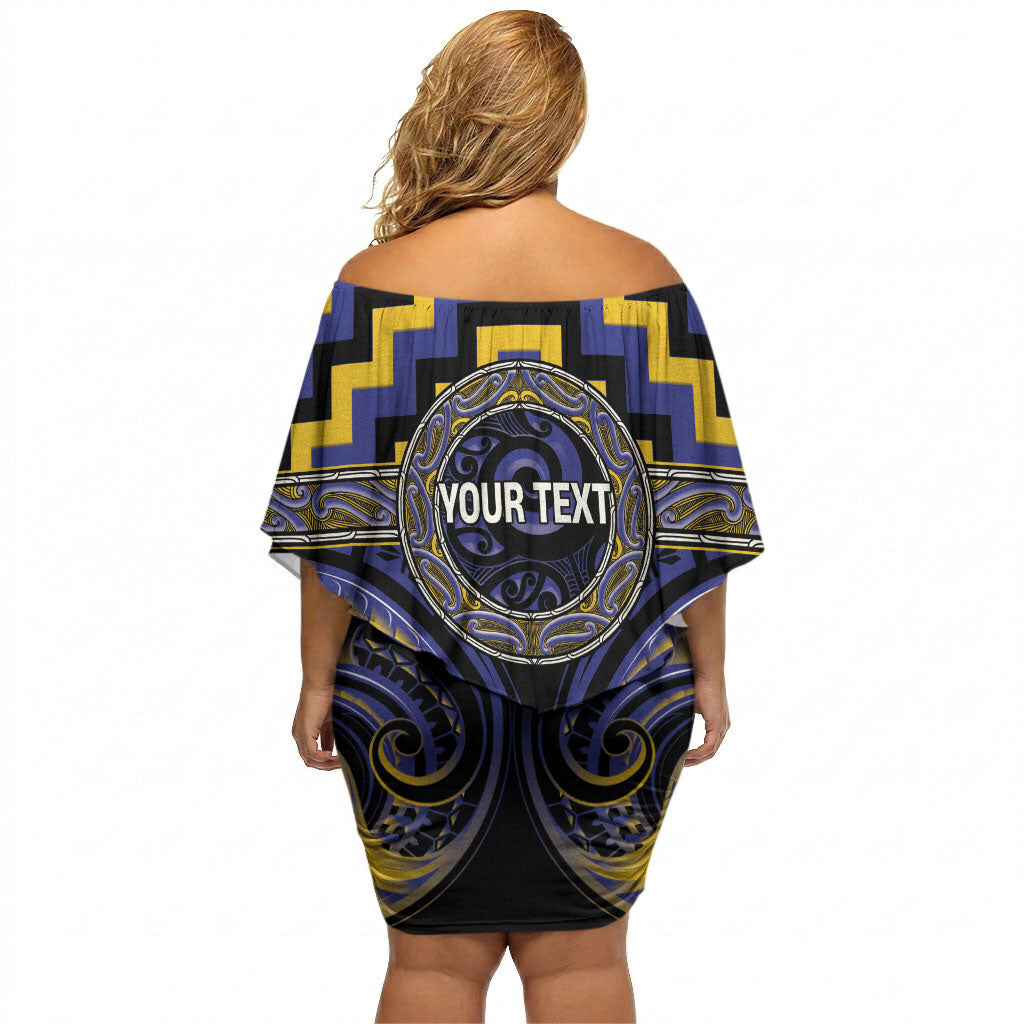 Aotearoa Ngati Raukawa Personalised Off Shoulder Short Dress Maori Iwi Poutama Puhoro Tattoo