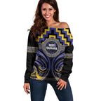 Aotearoa Ngati Raukawa Personalised Off Shoulder Sweater Maori Iwi Poutama Puhoro Tattoo