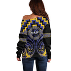 Aotearoa Ngati Raukawa Personalised Off Shoulder Sweater Maori Iwi Poutama Puhoro Tattoo