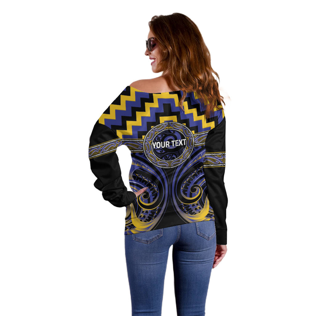 Aotearoa Ngati Raukawa Personalised Off Shoulder Sweater Maori Iwi Poutama Puhoro Tattoo