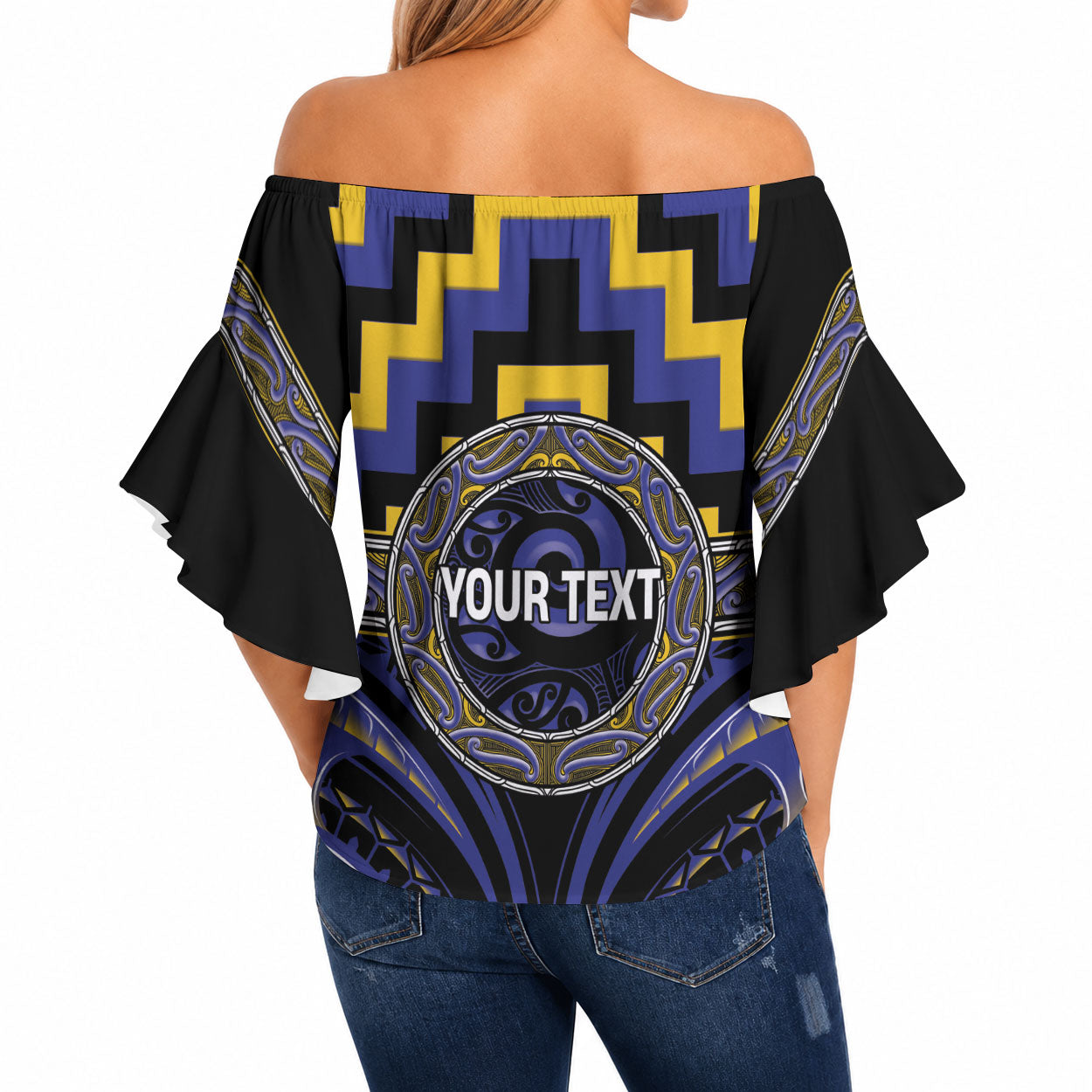 Aotearoa Ngati Raukawa Personalised Off Shoulder Wrap Waist Top Maori Iwi Poutama Puhoro Tattoo