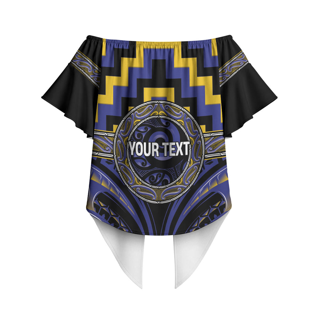 Aotearoa Ngati Raukawa Personalised Off Shoulder Wrap Waist Top Maori Iwi Poutama Puhoro Tattoo