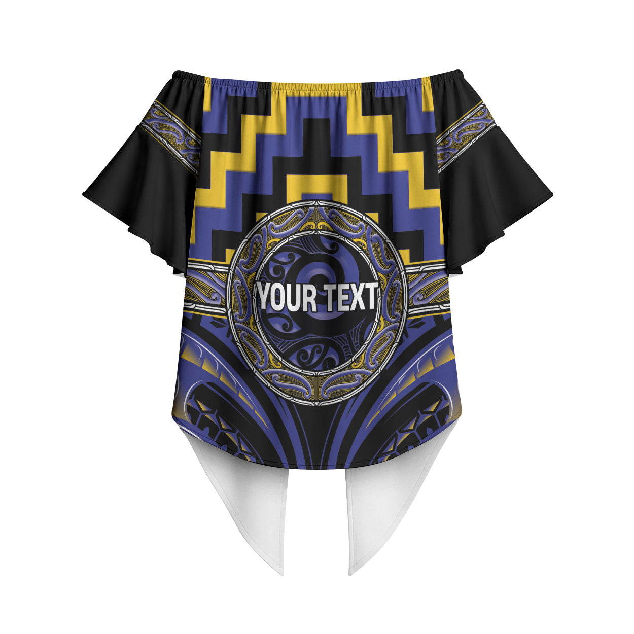 Aotearoa Ngati Raukawa Personalised Off Shoulder Wrap Waist Top Maori Iwi Poutama Puhoro Tattoo
