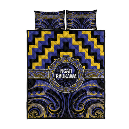 Aotearoa Ngati Raukawa Quilt Bed Set Maori Iwi Poutama Puhoro Tattoo