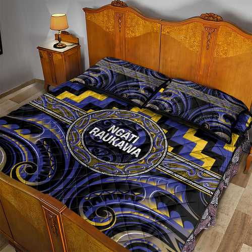 Aotearoa Ngati Raukawa Quilt Bed Set Maori Iwi Poutama Puhoro Tattoo
