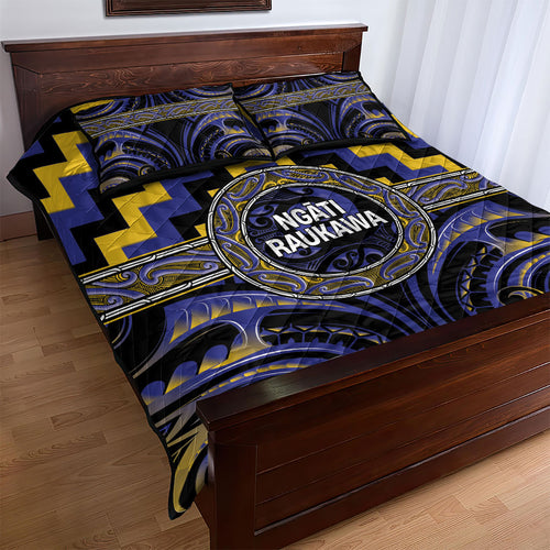 Aotearoa Ngati Raukawa Quilt Bed Set Maori Iwi Poutama Puhoro Tattoo