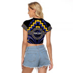 Aotearoa Ngati Raukawa Personalised Raglan Cropped T Shirt Maori Iwi Poutama Puhoro Tattoo