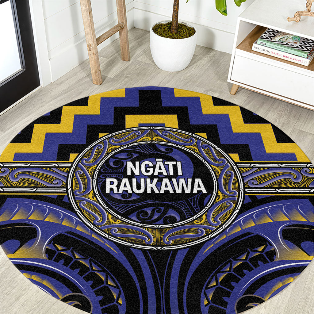 Aotearoa Ngati Raukawa Round Carpet Maori Iwi Poutama Puhoro Tattoo