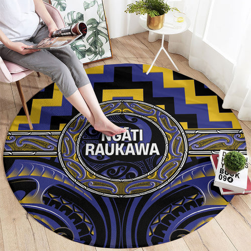 Aotearoa Ngati Raukawa Round Carpet Maori Iwi Poutama Puhoro Tattoo