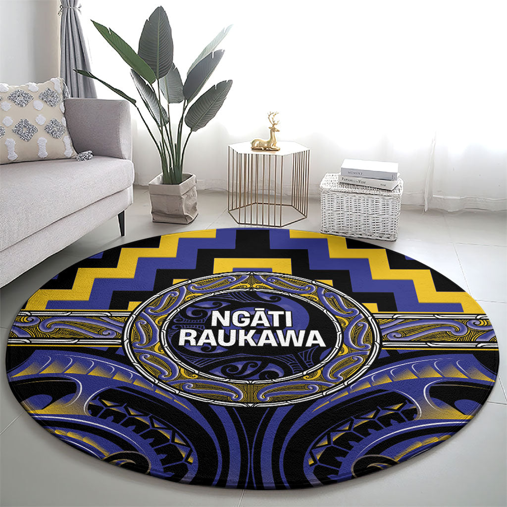 Aotearoa Ngati Raukawa Round Carpet Maori Iwi Poutama Puhoro Tattoo