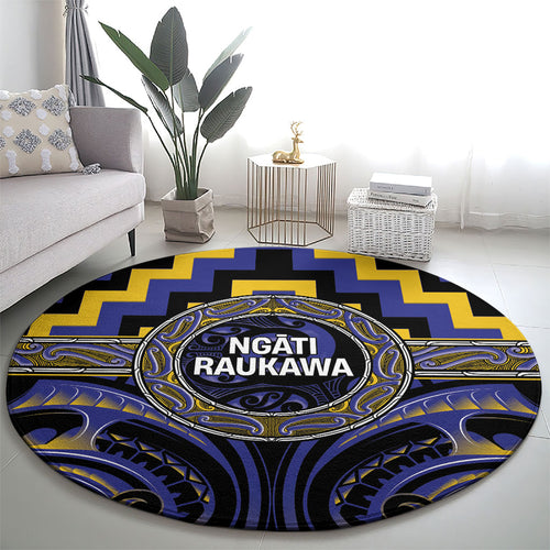Aotearoa Ngati Raukawa Round Carpet Maori Iwi Poutama Puhoro Tattoo