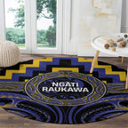 Aotearoa Ngati Raukawa Round Carpet Maori Iwi Poutama Puhoro Tattoo