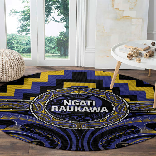 Aotearoa Ngati Raukawa Round Carpet Maori Iwi Poutama Puhoro Tattoo