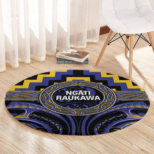 Aotearoa Ngati Raukawa Round Carpet Maori Iwi Poutama Puhoro Tattoo