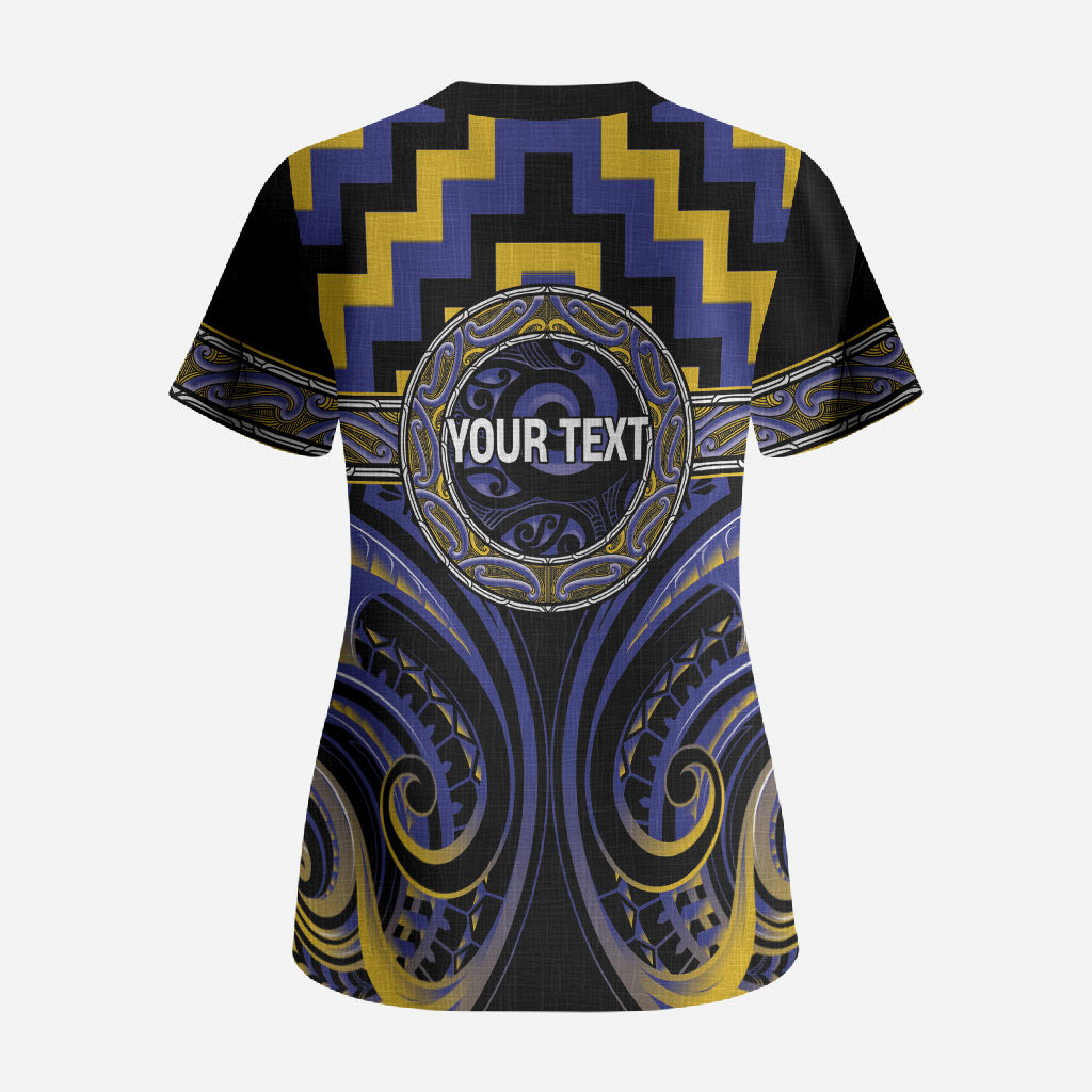 Aotearoa Ngati Raukawa Personalised Scrub Top Maori Iwi Poutama Puhoro Tattoo