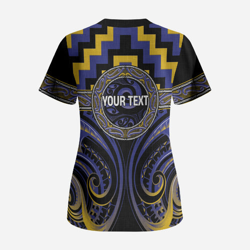 Aotearoa Ngati Raukawa Personalised Scrub Top Maori Iwi Poutama Puhoro Tattoo