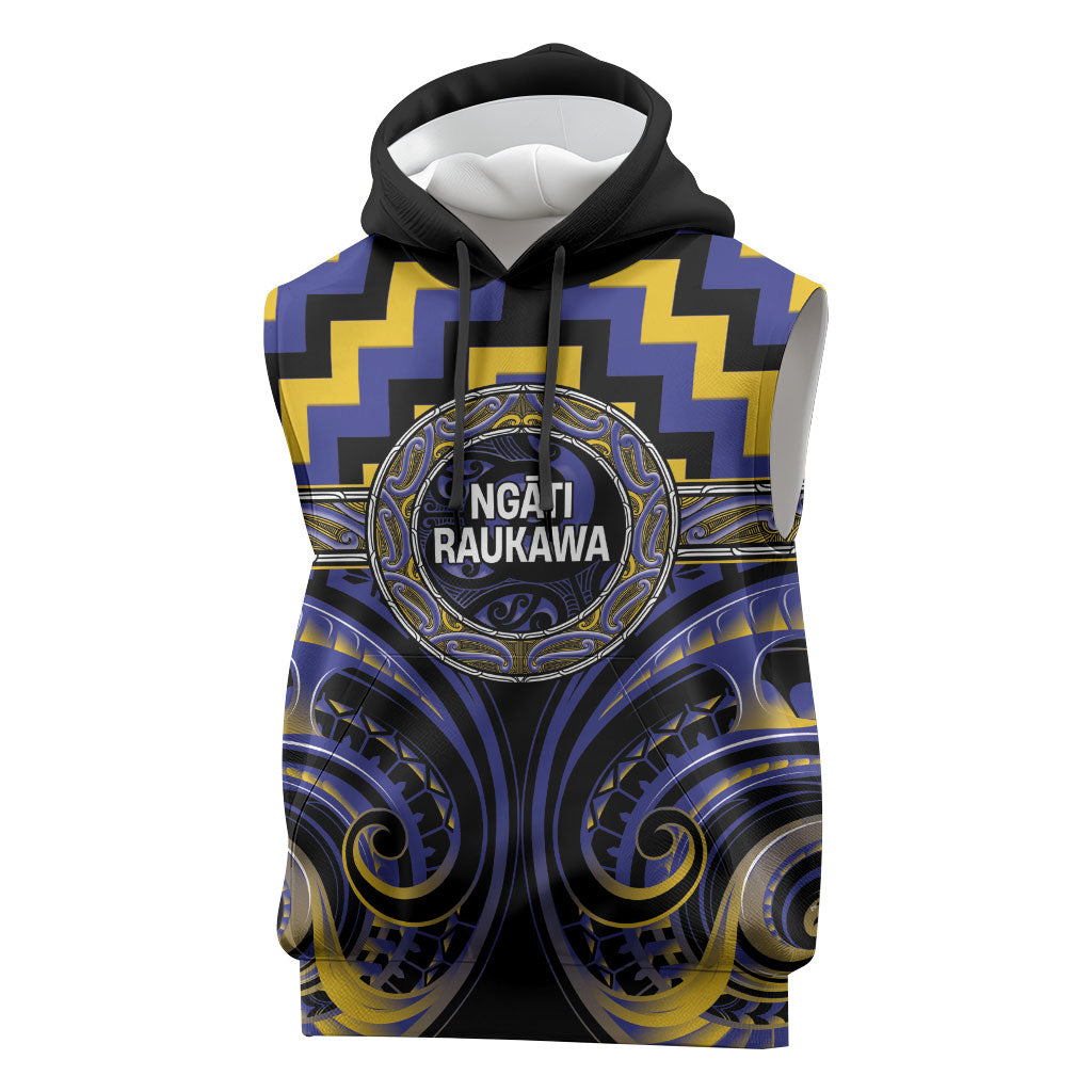Aotearoa Ngati Raukawa Personalised Sleeveless Hoodie Maori Iwi Poutama Puhoro Tattoo