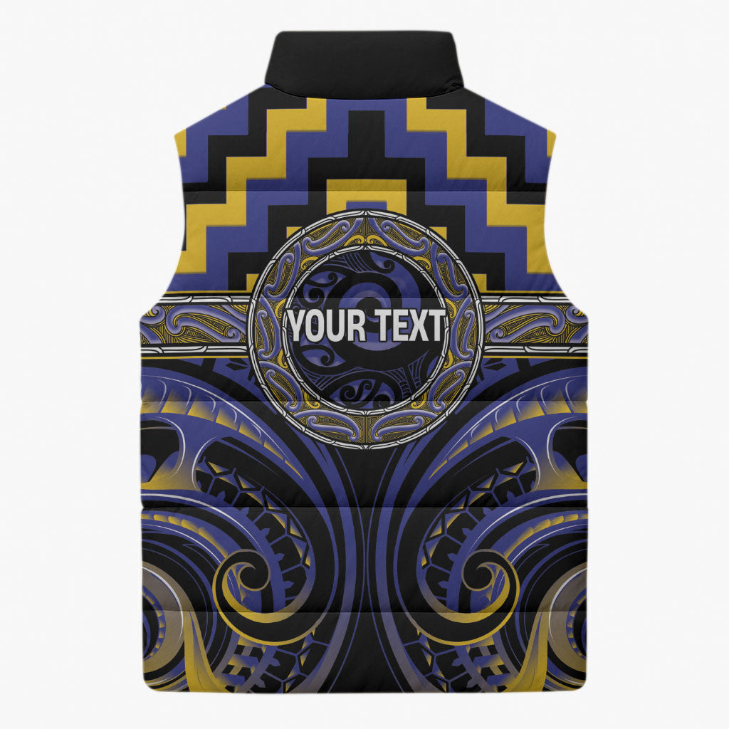 Aotearoa Ngati Raukawa Personalised Sleeveless Puffer Jacket Maori Iwi Poutama Puhoro Tattoo